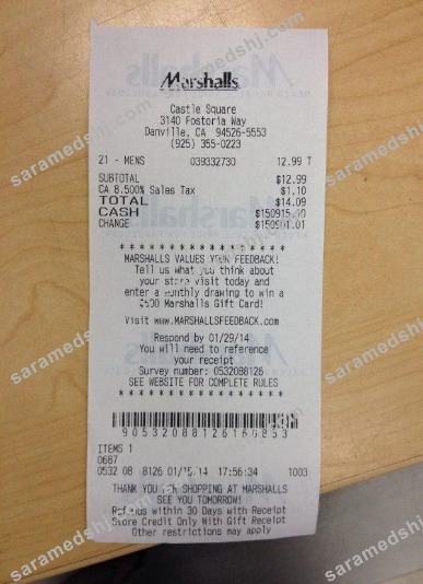 Marshalls store payment check